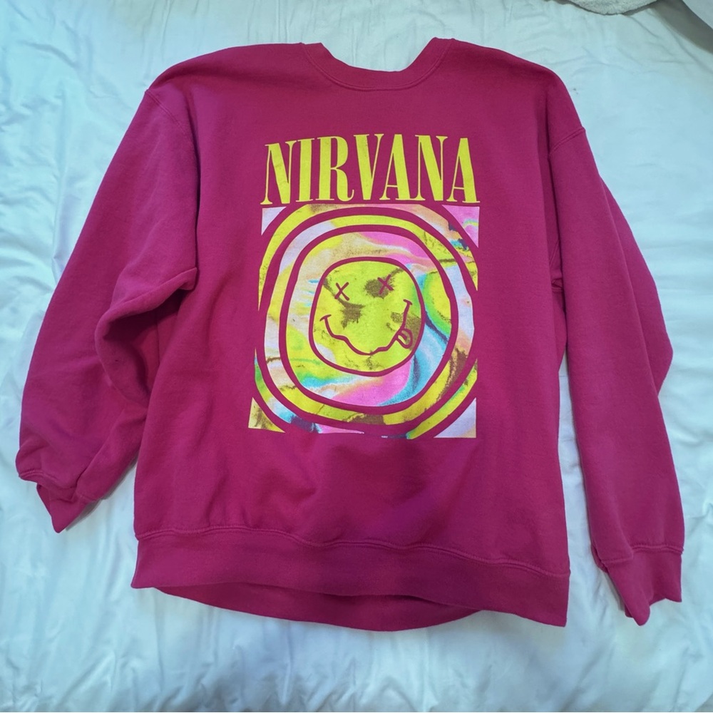 Hot pink preppy Nirvana Sweatshirt